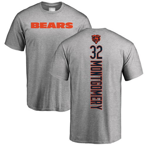 Chicago Bears Men Ash David Montgomery Backer NFL Football #32 T Shirt->chicago bears->NFL Jersey